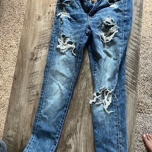 American Eagle Outfitters Ripped Blue Skinny Jeans